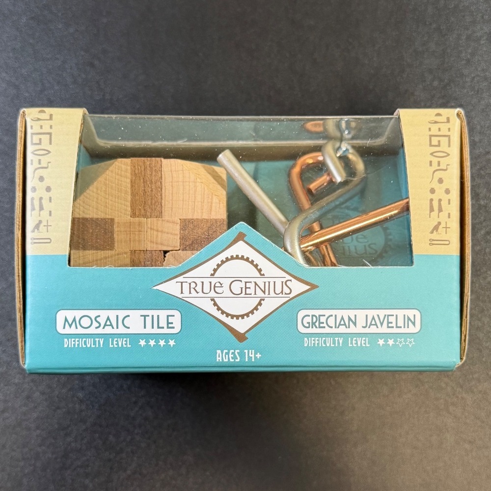 True Genius Mosaic Tile and Grecian Javelin Brainteaser Puzzle Set 2 Pack JB2